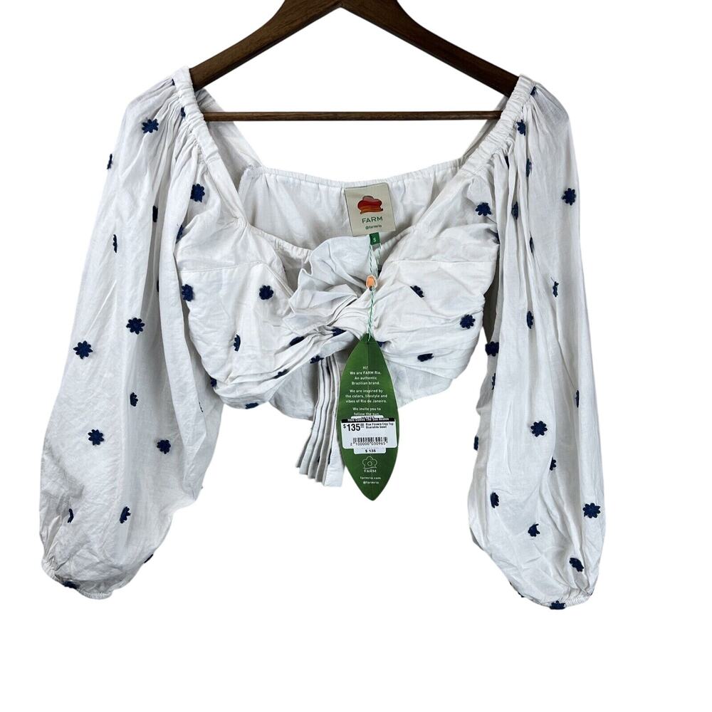 Farm Rio Crop Top Women Small White Floral Boho Here Comes The Sun Avalon